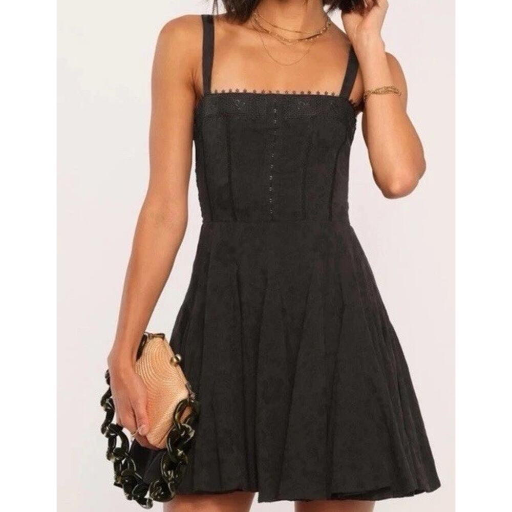 Heartloom Inga Corset Dress Black Y2K Goth Fairy Fit Flare Mini S Grunge